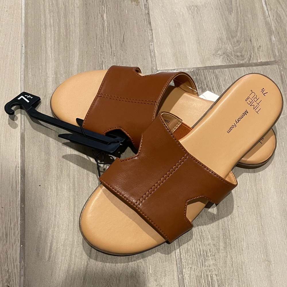 TIME & TRU NWT Brown Slides